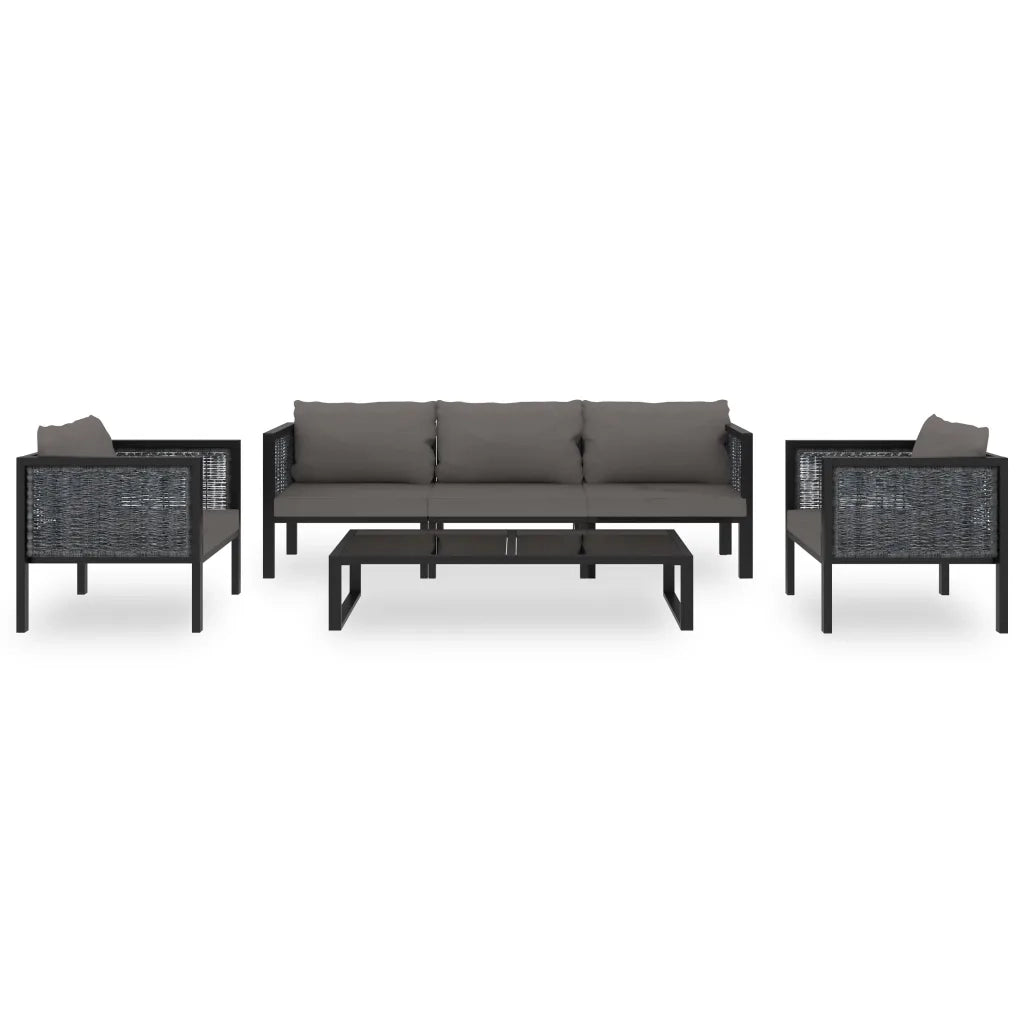 Set Divani da Giardino 6 pz con Cuscini in Polyrattan Antracite cod mxl 36636