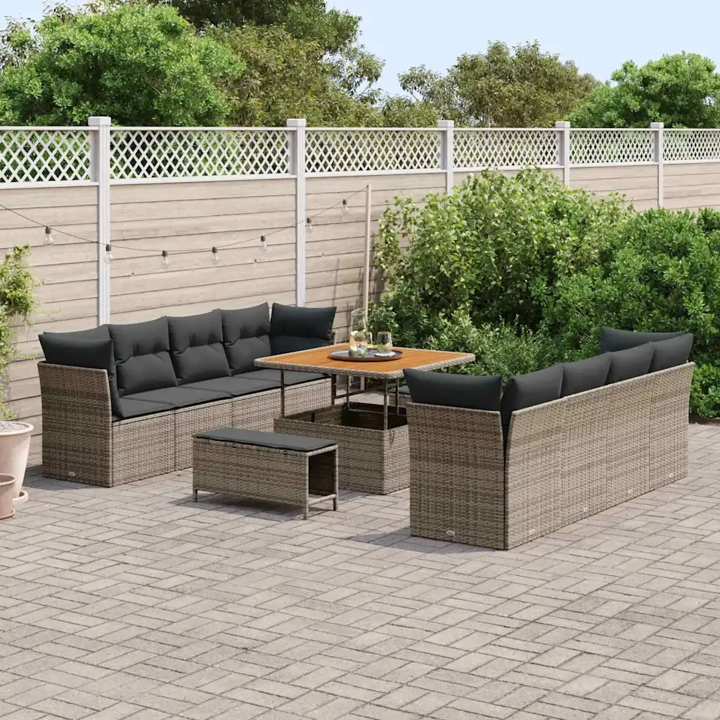 Set Divano da Giardino con cuscino 11 pcs Grigio