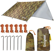 Tela da tenda 3 x 3 impermeabile, telo da tenda per lettino, impermeabile con occhielli + 6 spine + 6 cavi, protezione da pioggia, ombreggiatura per campeggio all'aperto