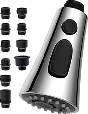 Sostitutiva di testa di rubinetto da cucina, 3 funzionalità, getto di acqua da cucina compatibile con Moen, testa di rubinetto da cucina estensibile con 9 adattatori, norma UE, Delta, rubinetti Kohler, cromato