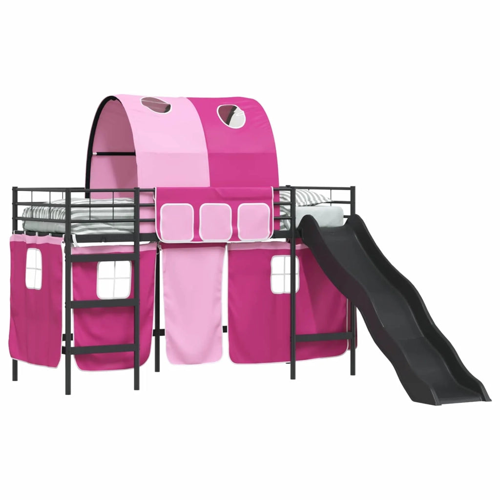 Struttura del letto loft per bambini Nero e rosa 75 x 190 cm