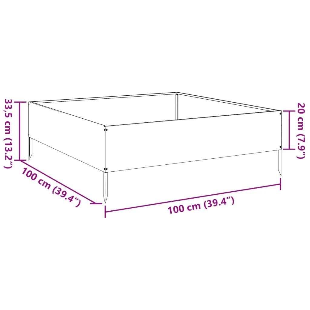 Fioriera rialzata per piante e fiori terrazza giardino 100 x 100 x 33,5 cm acciaio inox argento 02_0039286