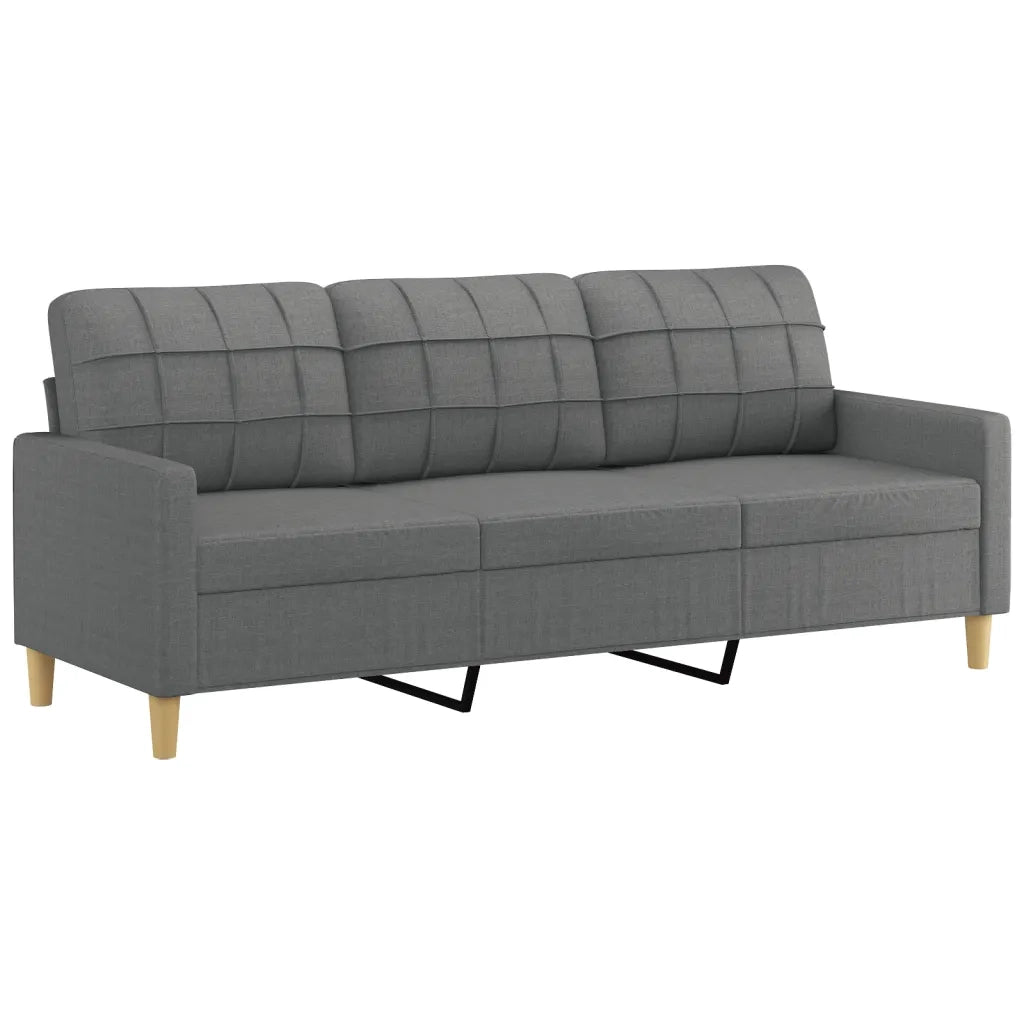 Divano a 3 Posti con Cuscini Grigio Scuro 180 cm in Tessuto 3200791
