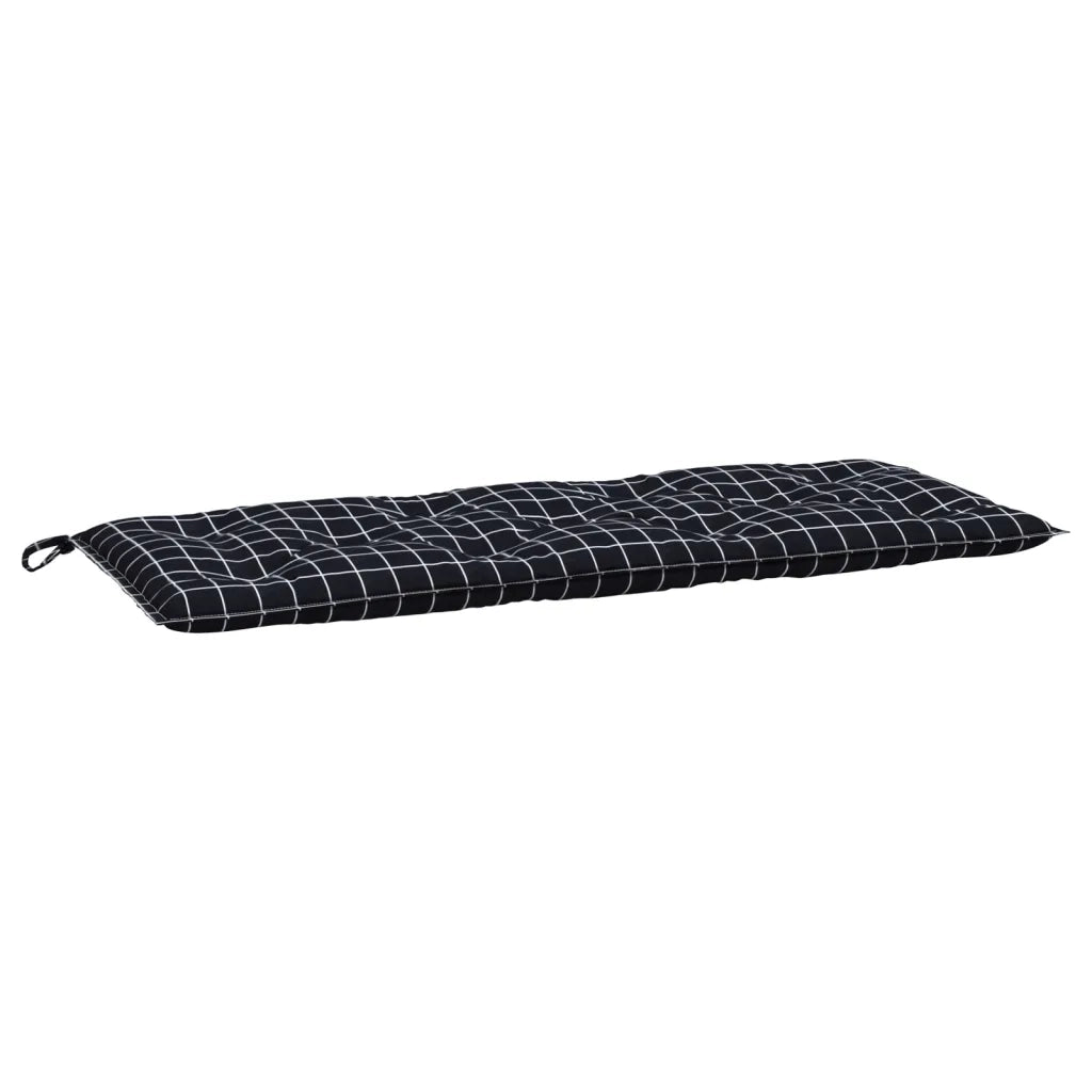 Cuscino Panca Giardino Motivo a Quadri Nero 120x50x7 cm Tessuto 361596