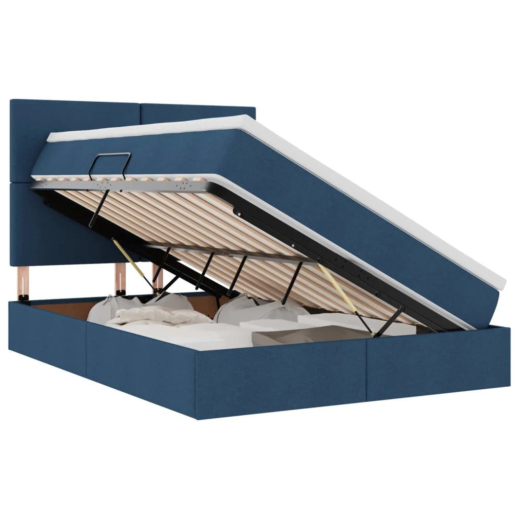 Letto con contenitore e LED con led Blu 140 x 200 cm Poliestere