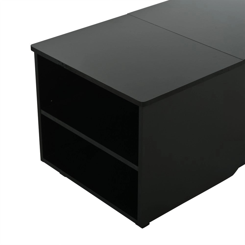 Tavolino da Salotto con LED e Vano Contenitore ¨C Xylo ¨C Nero Lucido 50x100x46