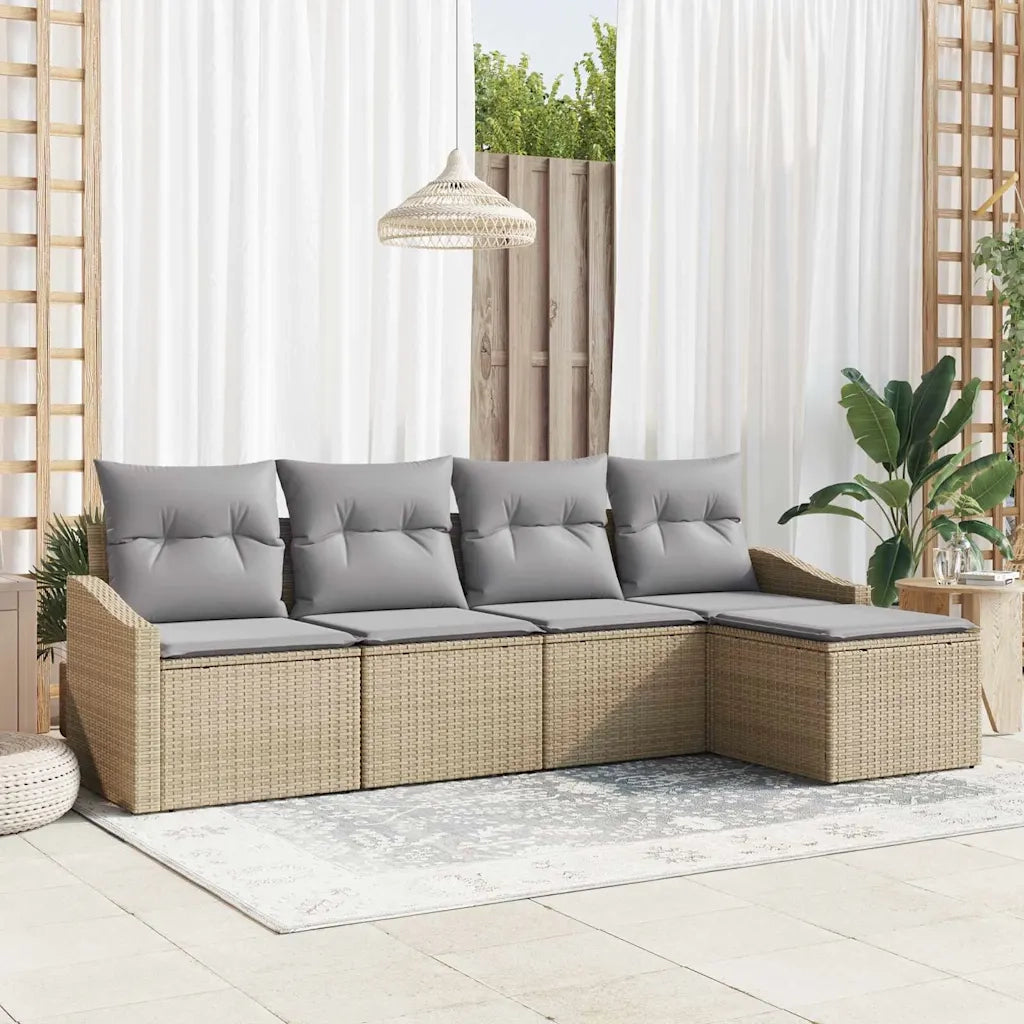 Set di divani 5 pcs Beige e Grigio Chiaro polyrattan