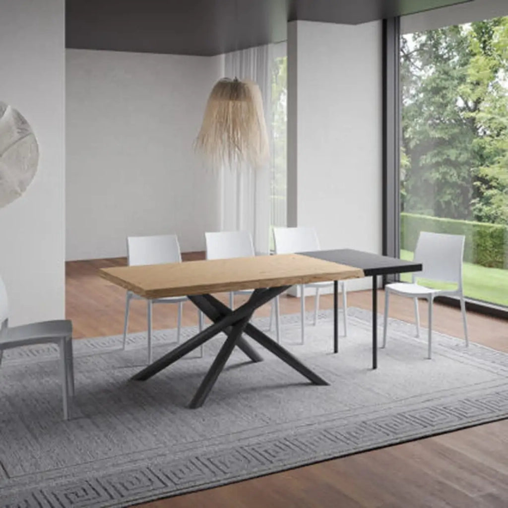 Tavolo allungabile 160/260x90 cm Vindral rovere scortecciato gambe antracite