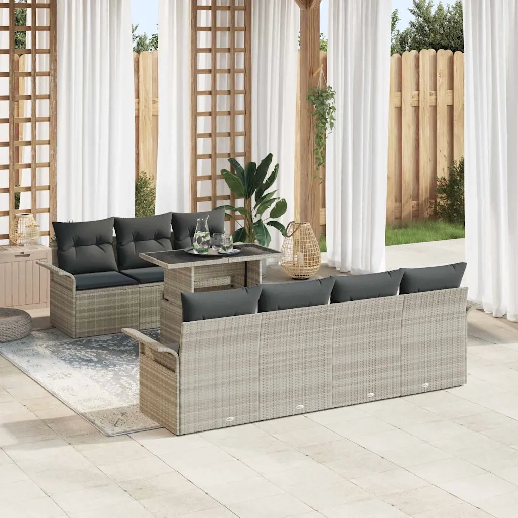 Set Divano da Giardino con cuscino 8 pcs Grigio chiaro 3356965
