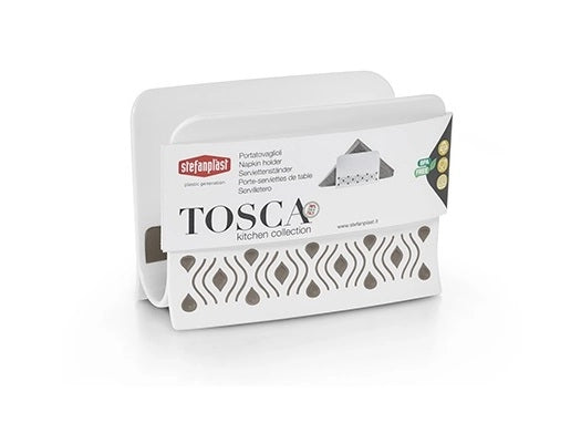 Tosca portatovaglioli da tavola in resina bianco e tortora 7.5 x 15.5 cm