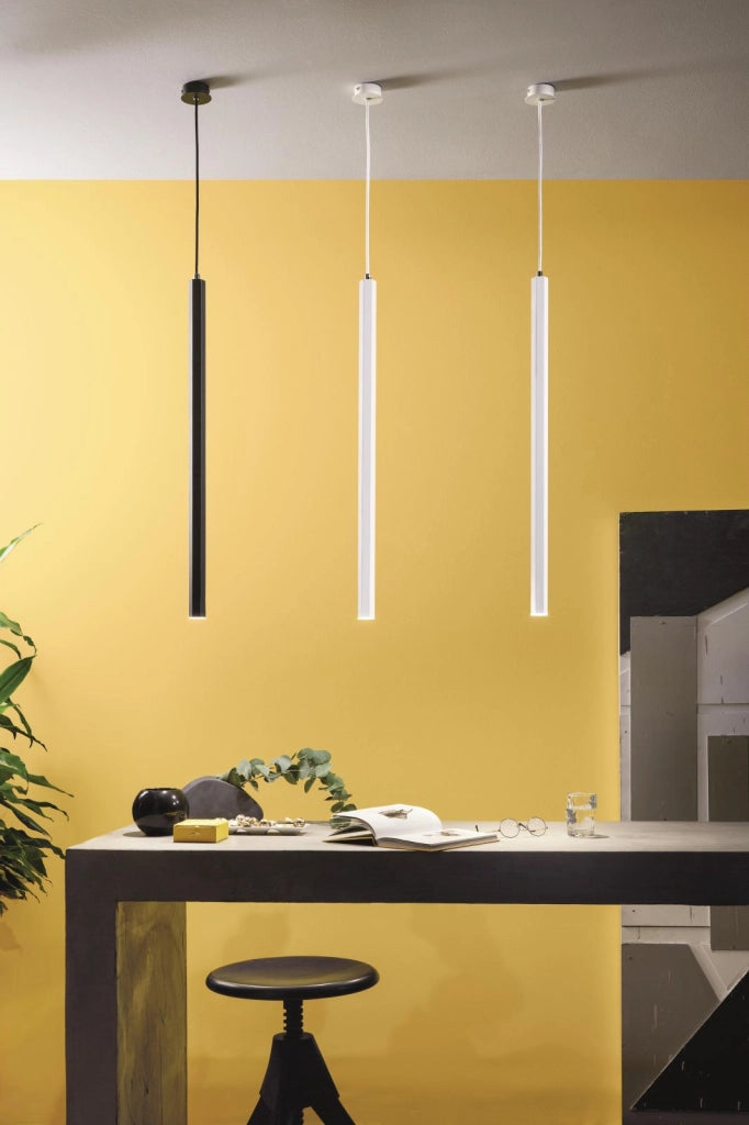 SOSPENSIONE EXAGON H.80CM D.3,5CM BIANCO LED 3000K 365LM 5W