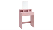 Tavolo da trucco con grande specchio, tavolo da capelli, 2 cassetti, 3 vani aperti, tavolo per cosmetici, moderno, rosa pastello
