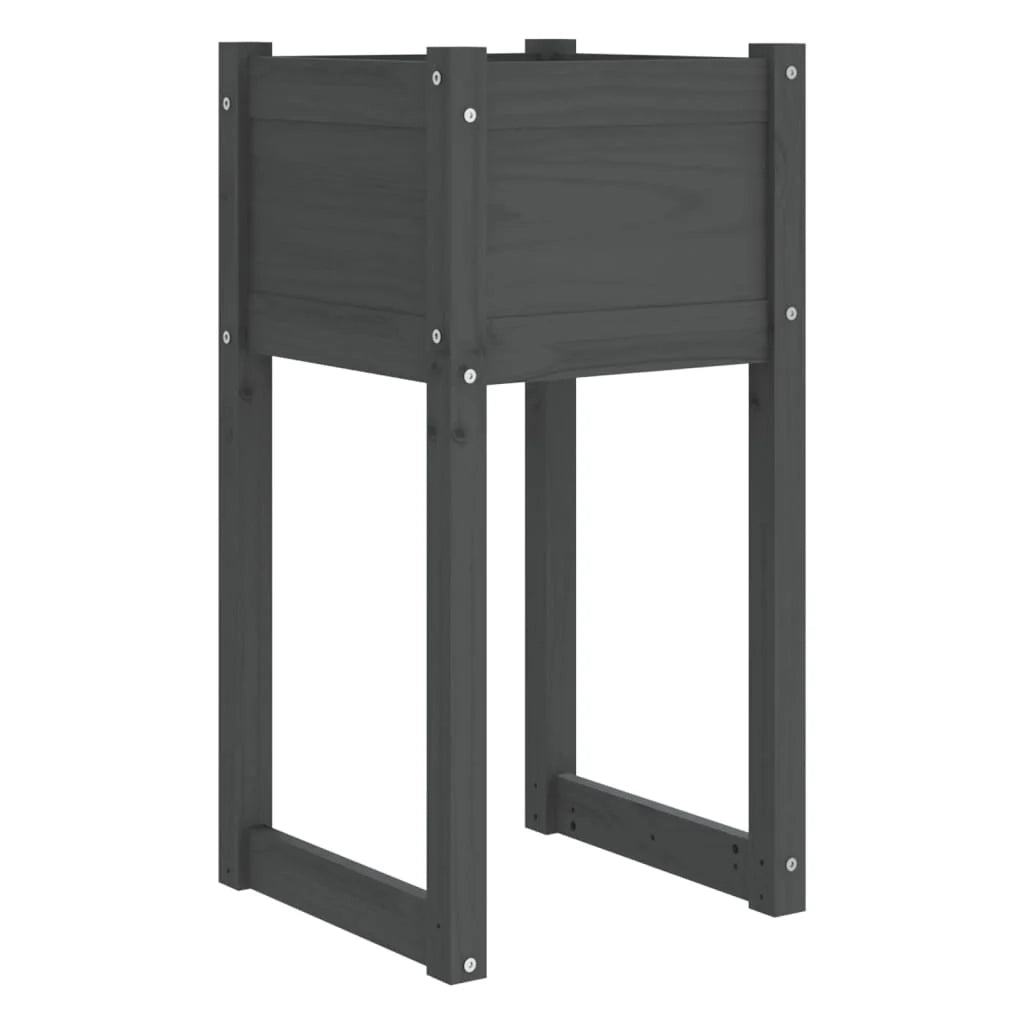 Fioriera rialzata per piante e fiori terrazza giardino 40 x 40 x 81 cm legno massello di pino grigio 02_0037591