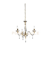 LAMPADARIO FIAMMA/3 CRISTALLO E ORO 3 LUCI ATTACCO E14 D.60CM