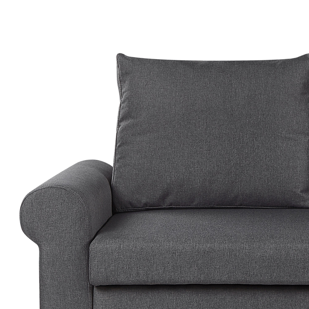 Divano letto in tessuto di poliestere grigio scuro 2 posti letto estraibile trasformabile retrò