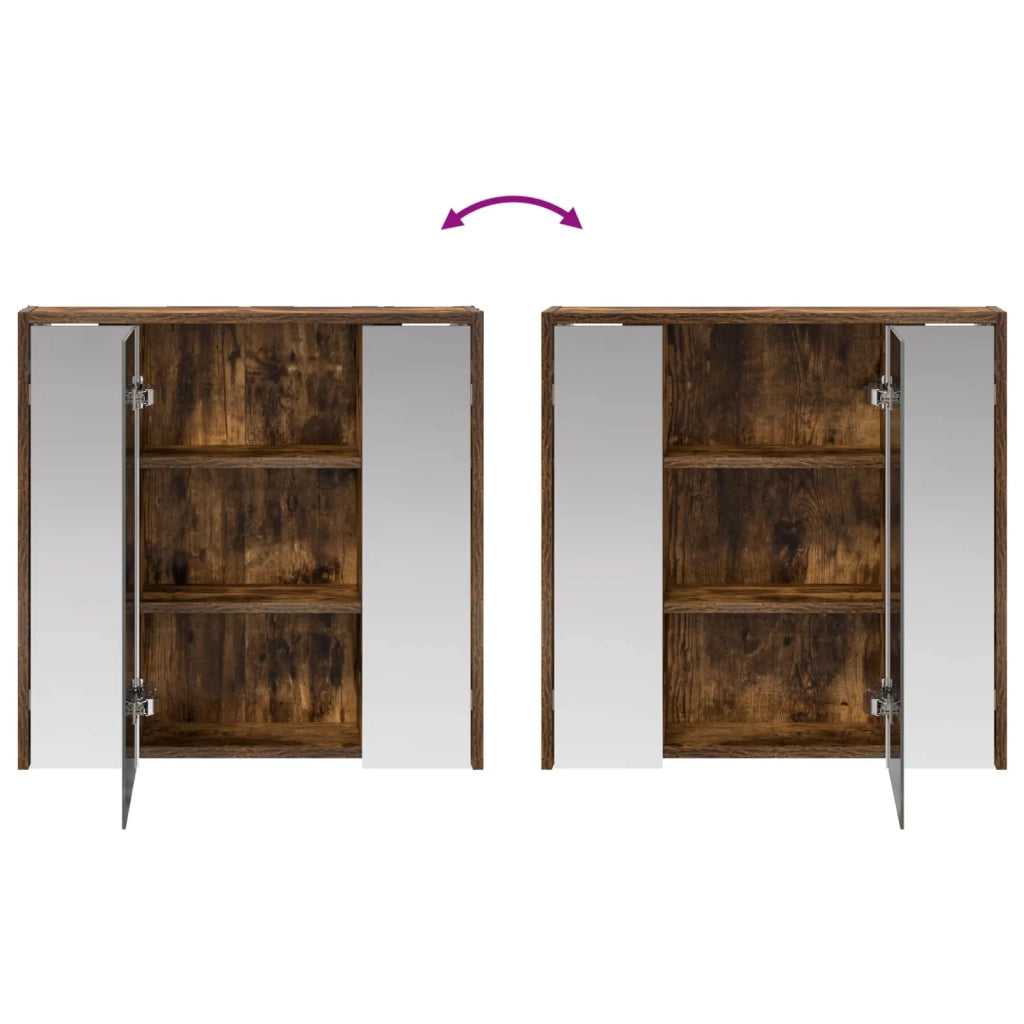 Mobiletto per specchio da bagno Rovere fumé 63,5 x 16 x 62,5 cm