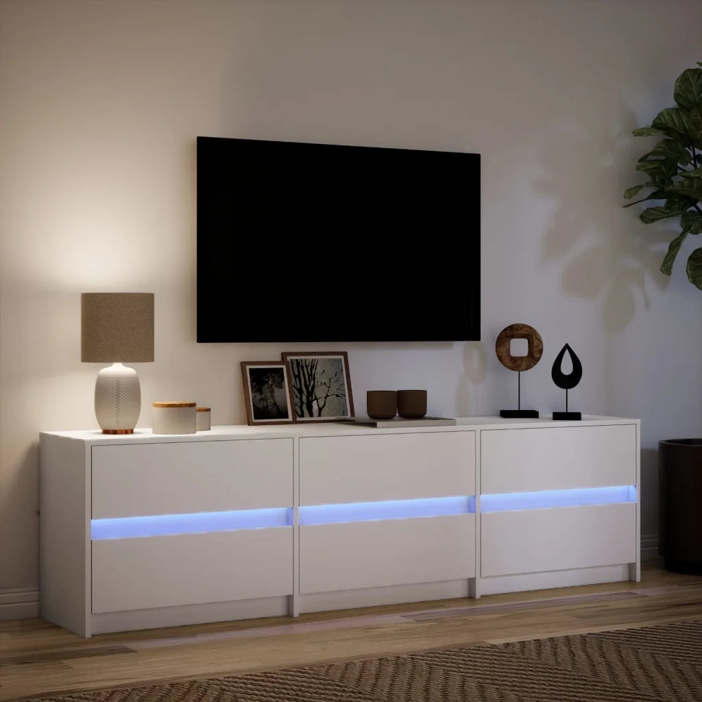 vidaXL Mobile Porta TV con LED Bianco 180x34x50cm in Truciolato