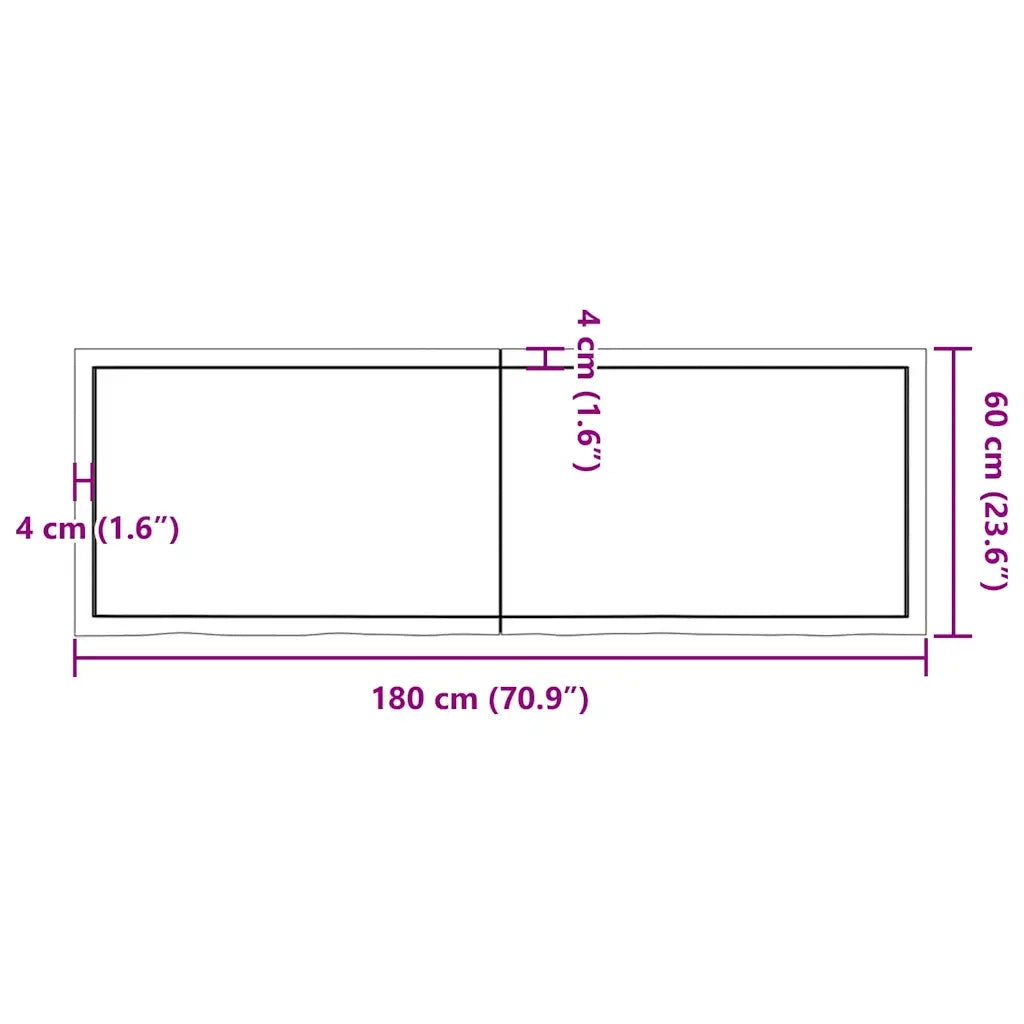 Ripiano Marrone Scuro 180x60x(2-4) cm Massello Rovere Trattato 363842