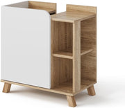 Mobile sottolavabo per bagno Karen, Sonoma/Bianco, 60 x 65 cm con anta e vani a giorno, con ritaglio per sifone per il montaggio sotto il lavabo