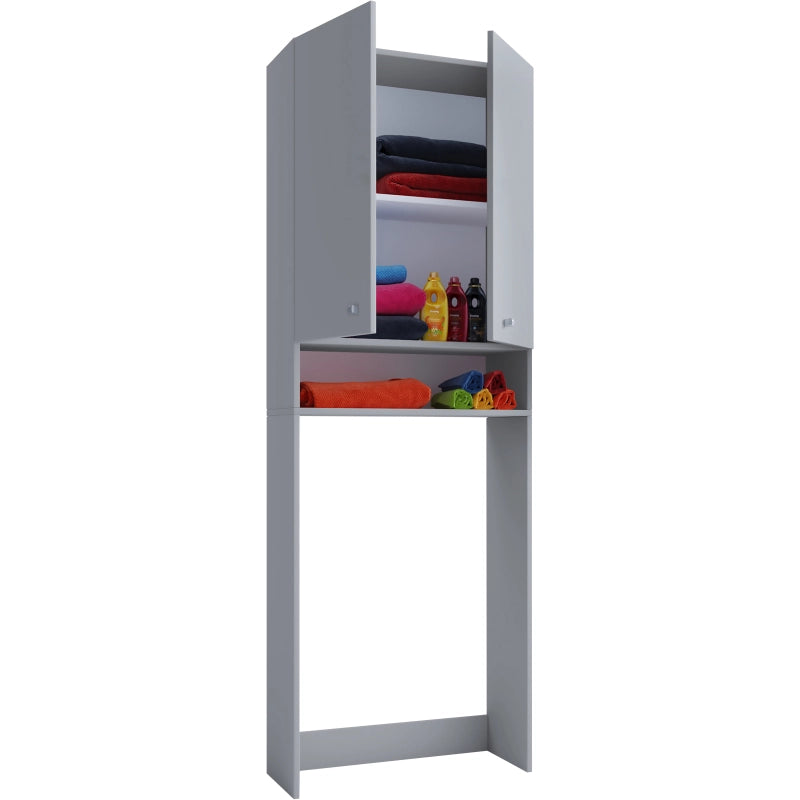Lavabox – Mobile Coprilavatrice con Ripiani – Grigio – H184 × L70 × P27 cm – Soluzione Salvaspazio per Bagno e Lavanderia