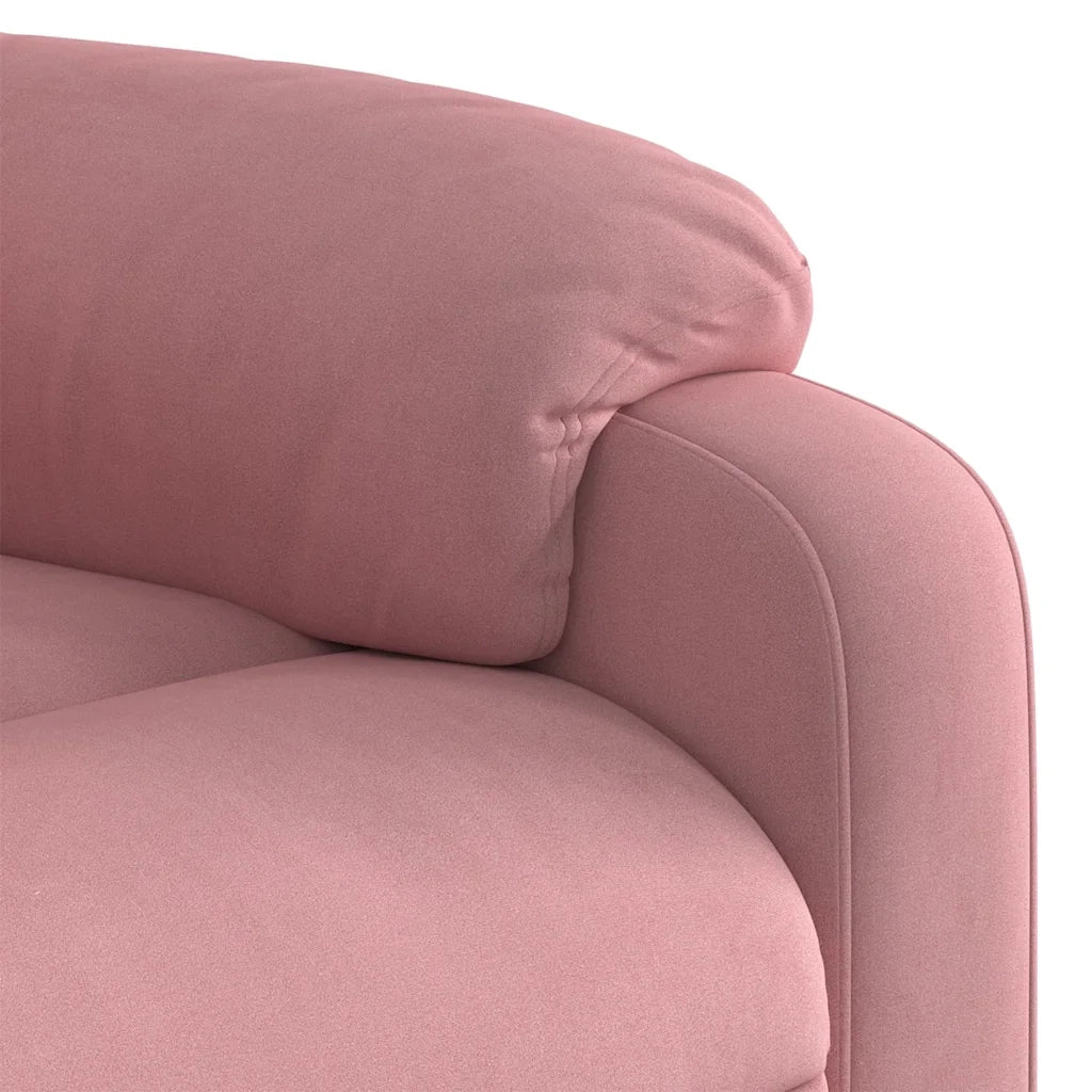 Poltrona Elettrica Reclinabile Massaggio in Velluto Rosa 3205074