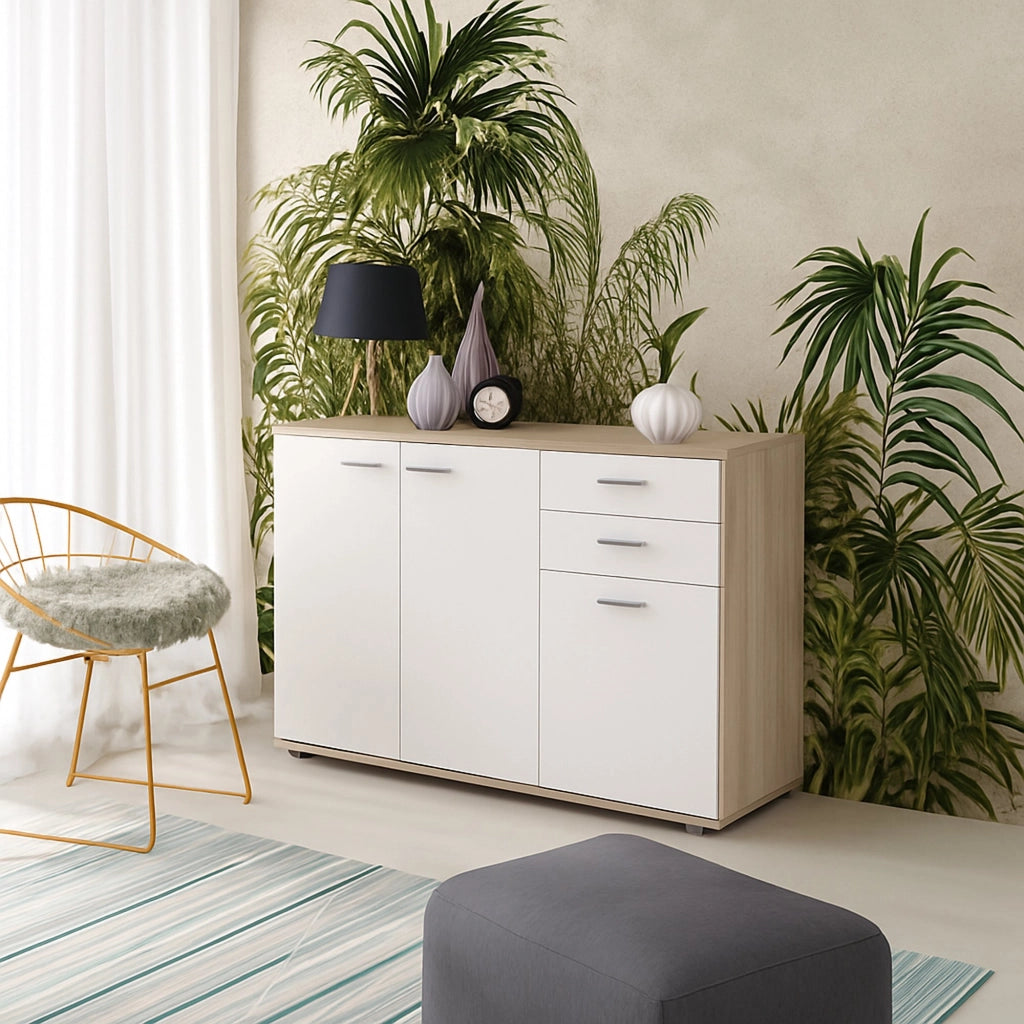 Madia Meldola, Credenza 2 Cassetti, 103x34x74h cm Marrone Olmo