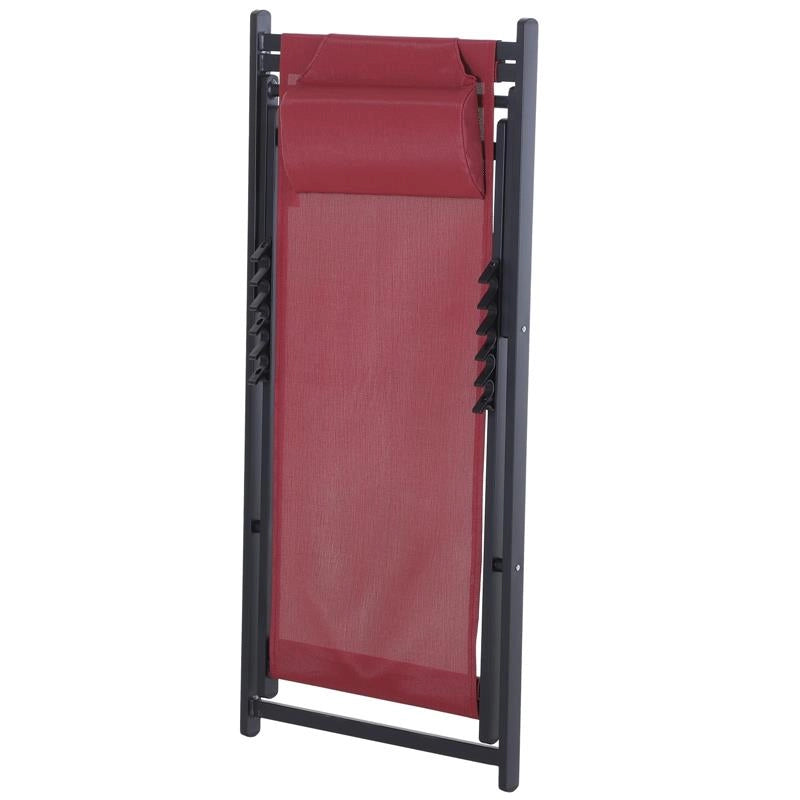 SET 2 SEDIE SDRAIO PIEGHEVOLI IN ALLUMINIO E TEXILENE ROSSO