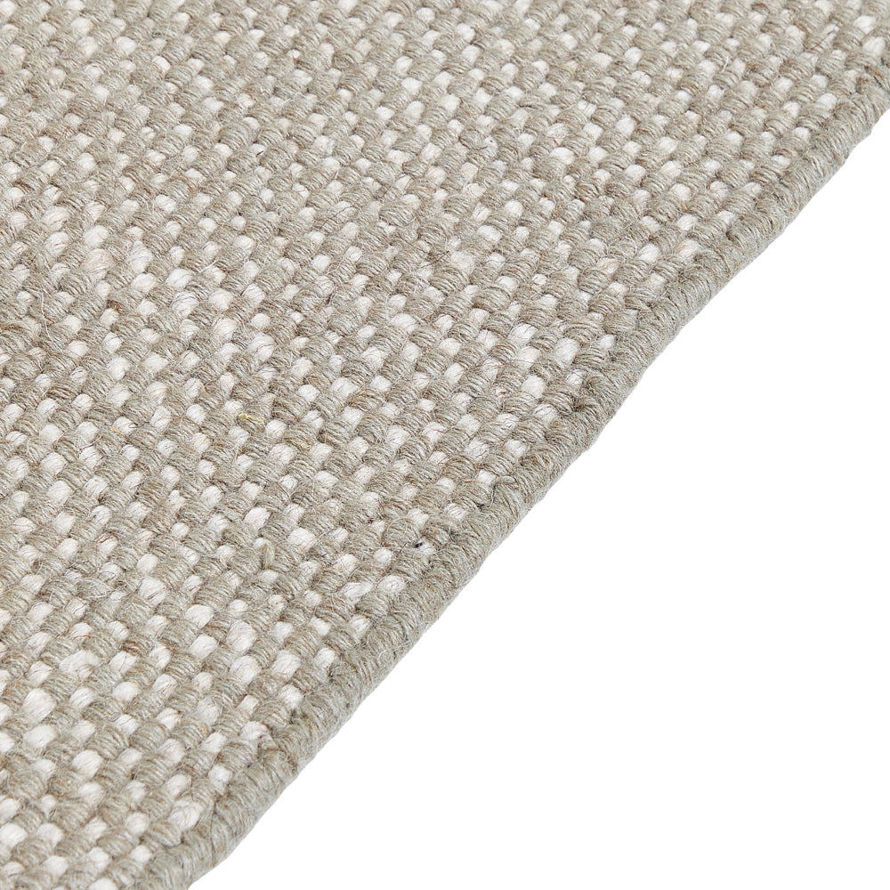 Tappeto grigio lana cotone 140 x 200 cm intrecciato a mano rettangolare con frange