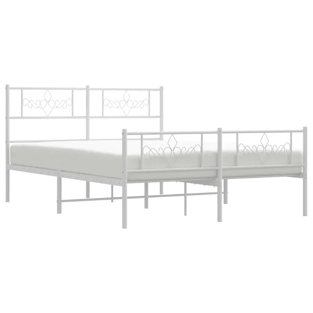 Giroletto con Testiera e Pediera Metallo Bianco 140x200 cm