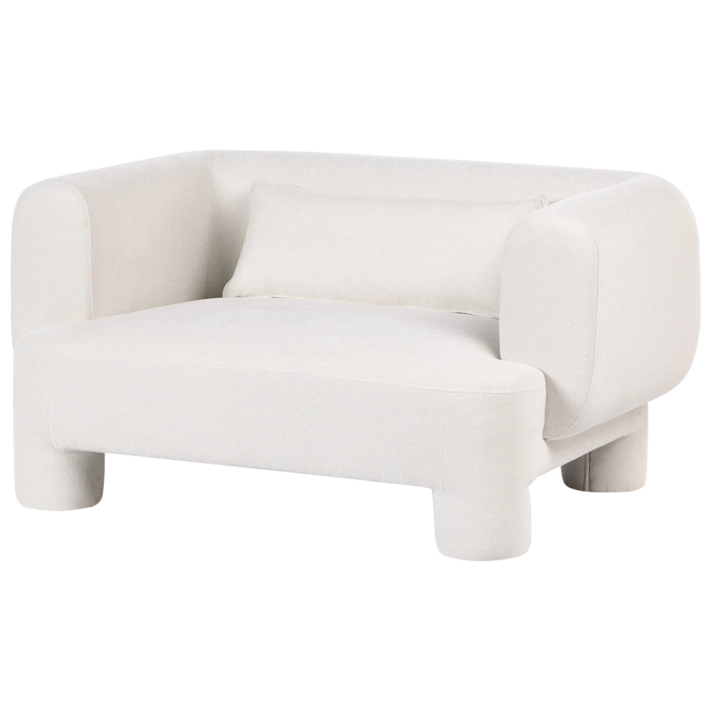 Divano a 2 posti Rivestimento in tessuto bianco Tessitura morbida Gambe cilindriche Stile organico