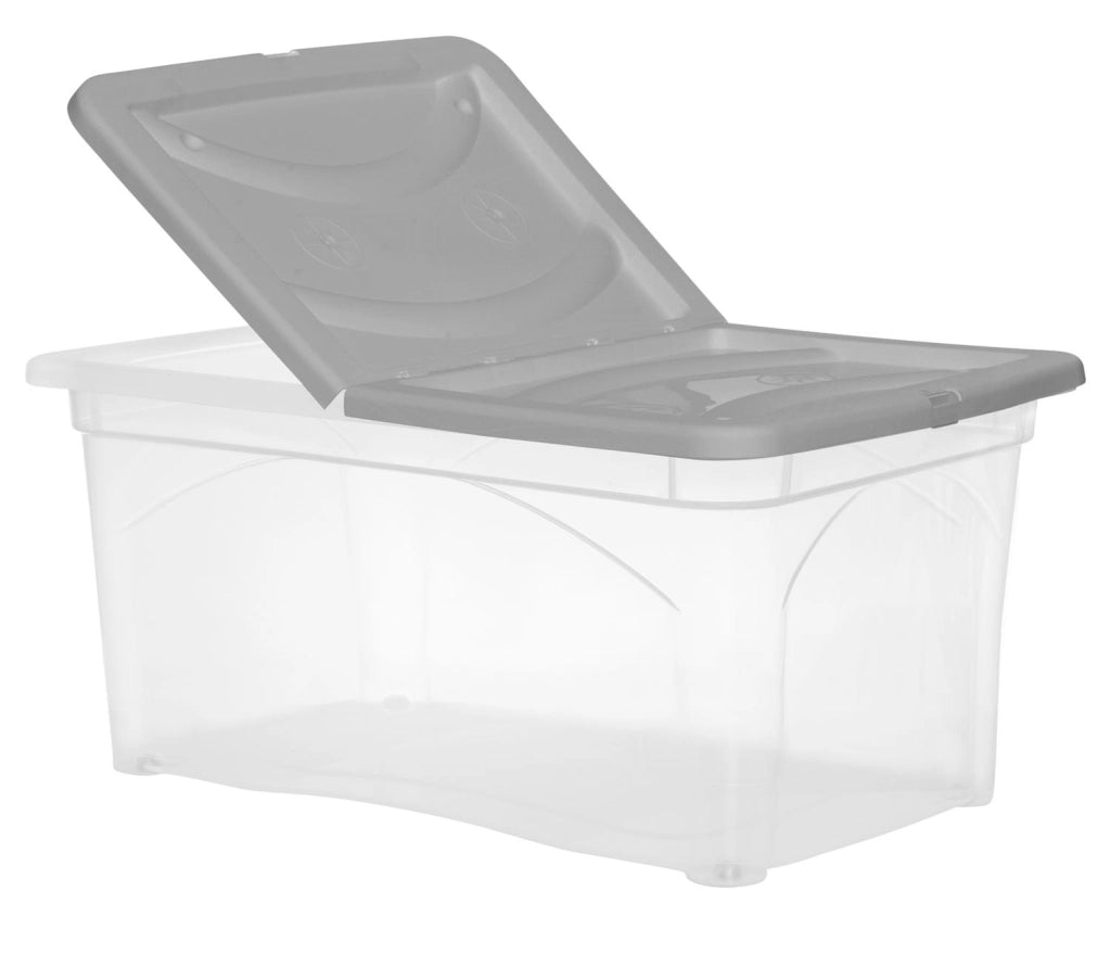 BOX PORTA INDUMENTI CON RUOTE DIMENSIONI 60X40X28CM E COPERCHIO GRIGIO