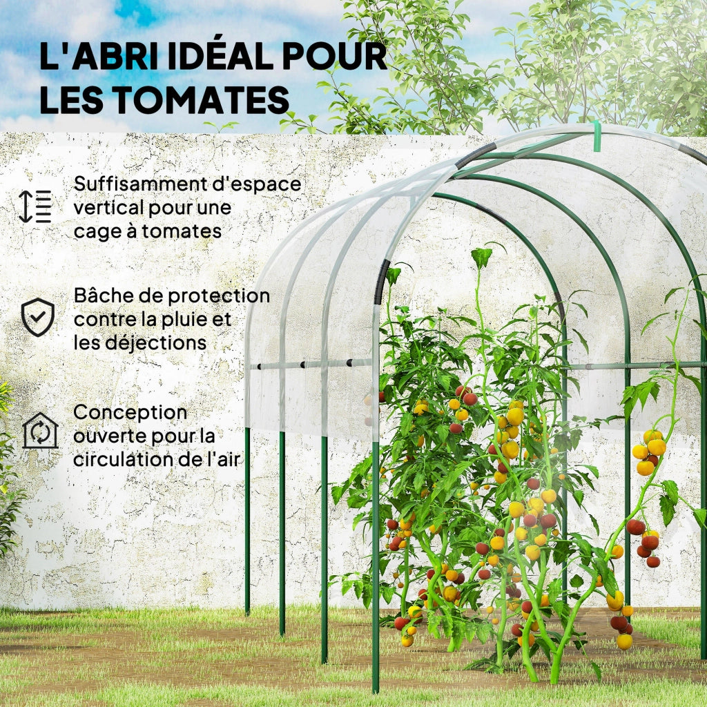 Serra da giardino per pomodori ¨C zephmum ¨C 4 archi in acciaio, copertura in PVC, verde 400x120x170 cm