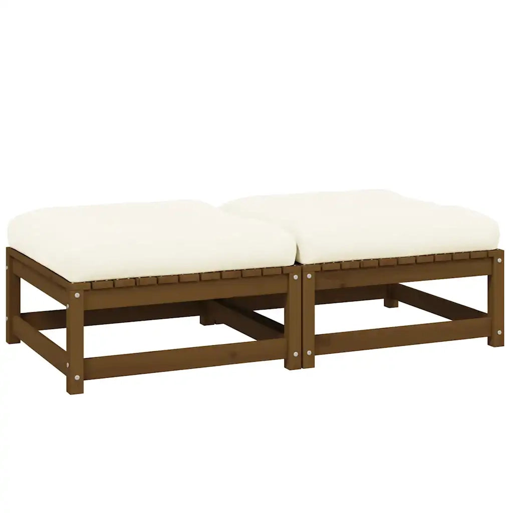Poggiapiedi da Giardino e Cuscini 2 pz Marrone Miele Legno Pino cod mxl 78137
