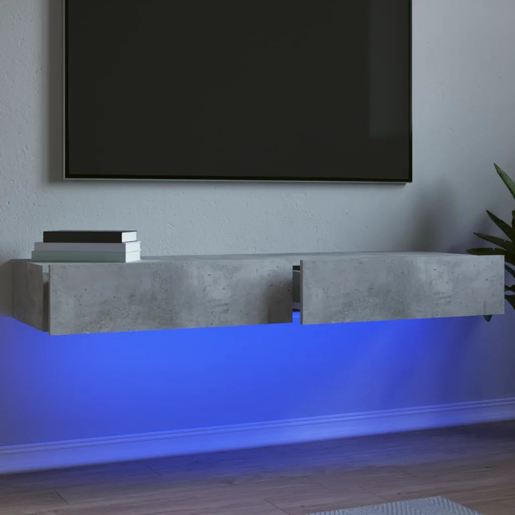 Mobili Porta TV con Luci LED 2 pz-Set di 2 Credenza per TV Grigio Cemento 60x35x15,5 cm