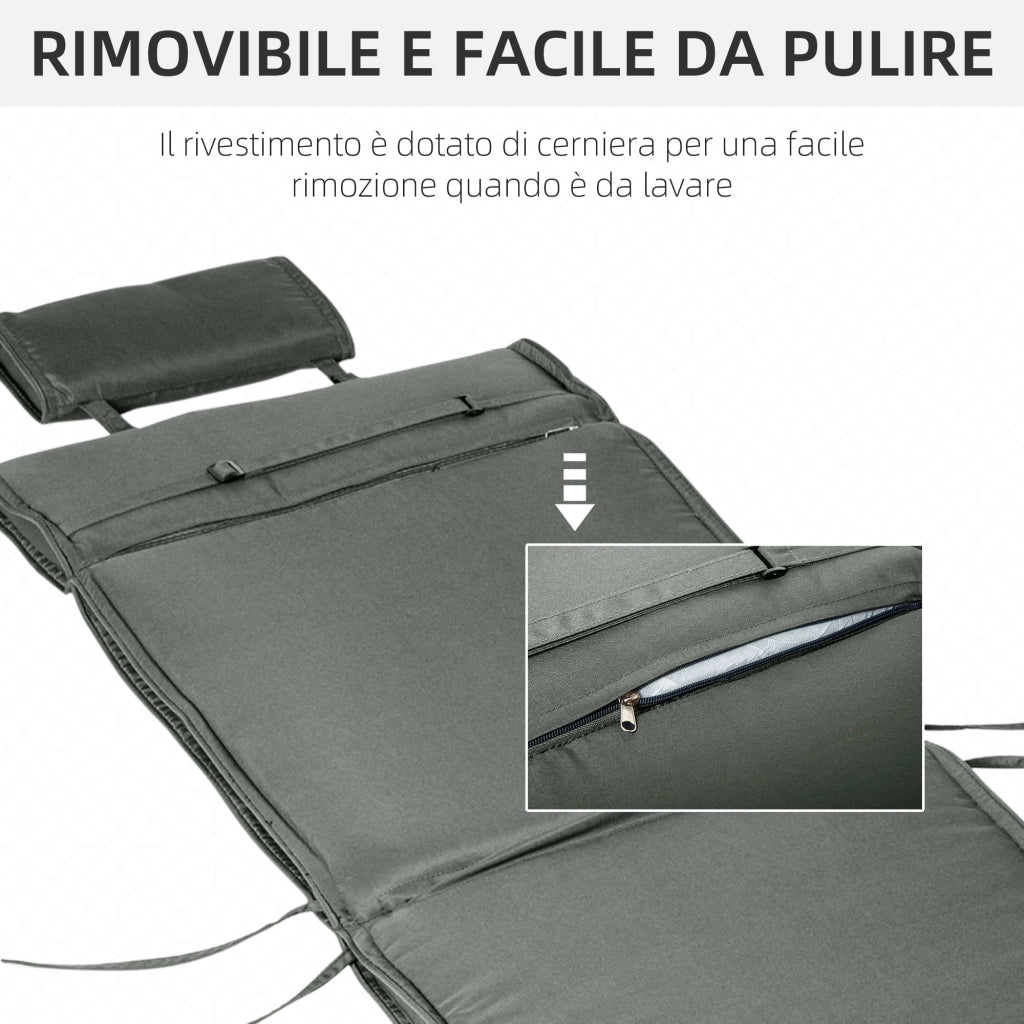 Cuscino per Lettino da Giardino ¨C Zephmum ¨C Grigio 198x53x5 cm
