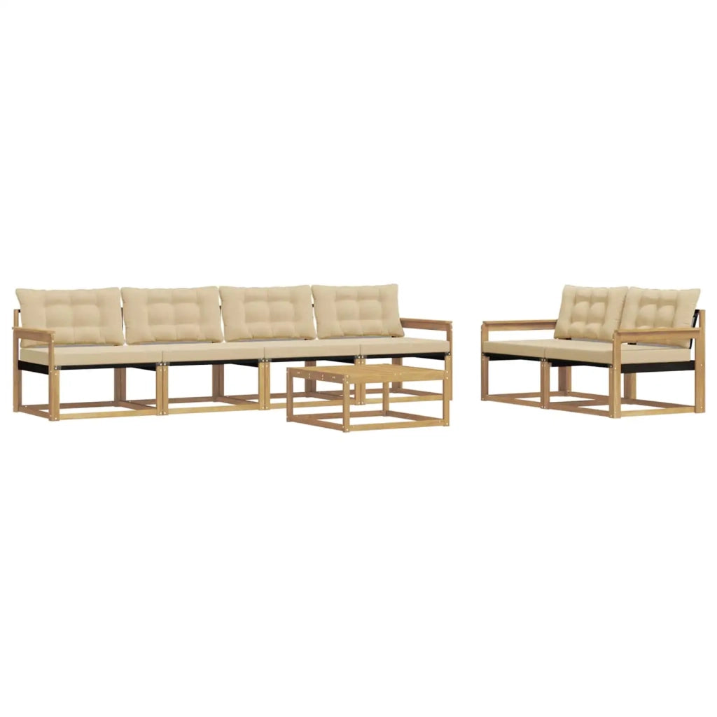 Set di divani da esterno 7 pz Bianco e Beige 3388439
