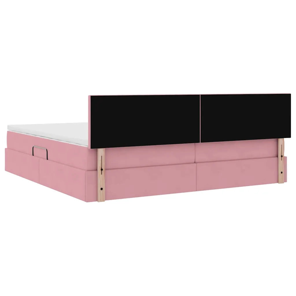 Letto con Contenitore con materasso Rosa 200 x 200 cm Velluto 3370724