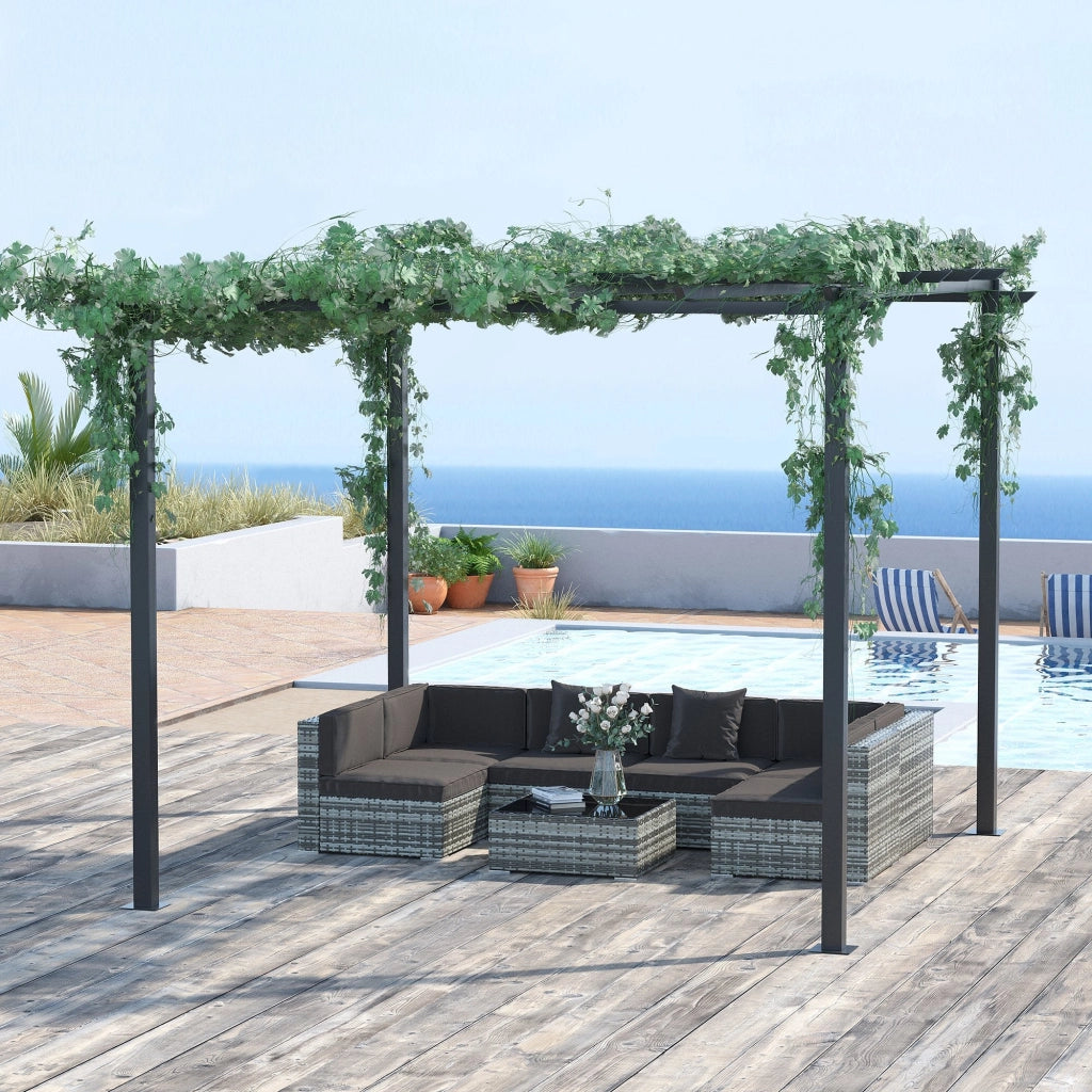 Pergola da Giardino 3x3m in Metallo Nero