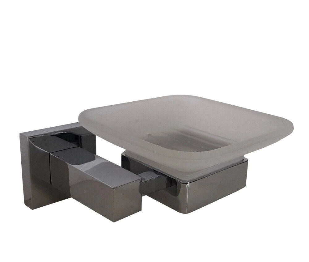 Set da bagno acciaio cromato e vetro satinato 6 pezzi arredo moderno 52920