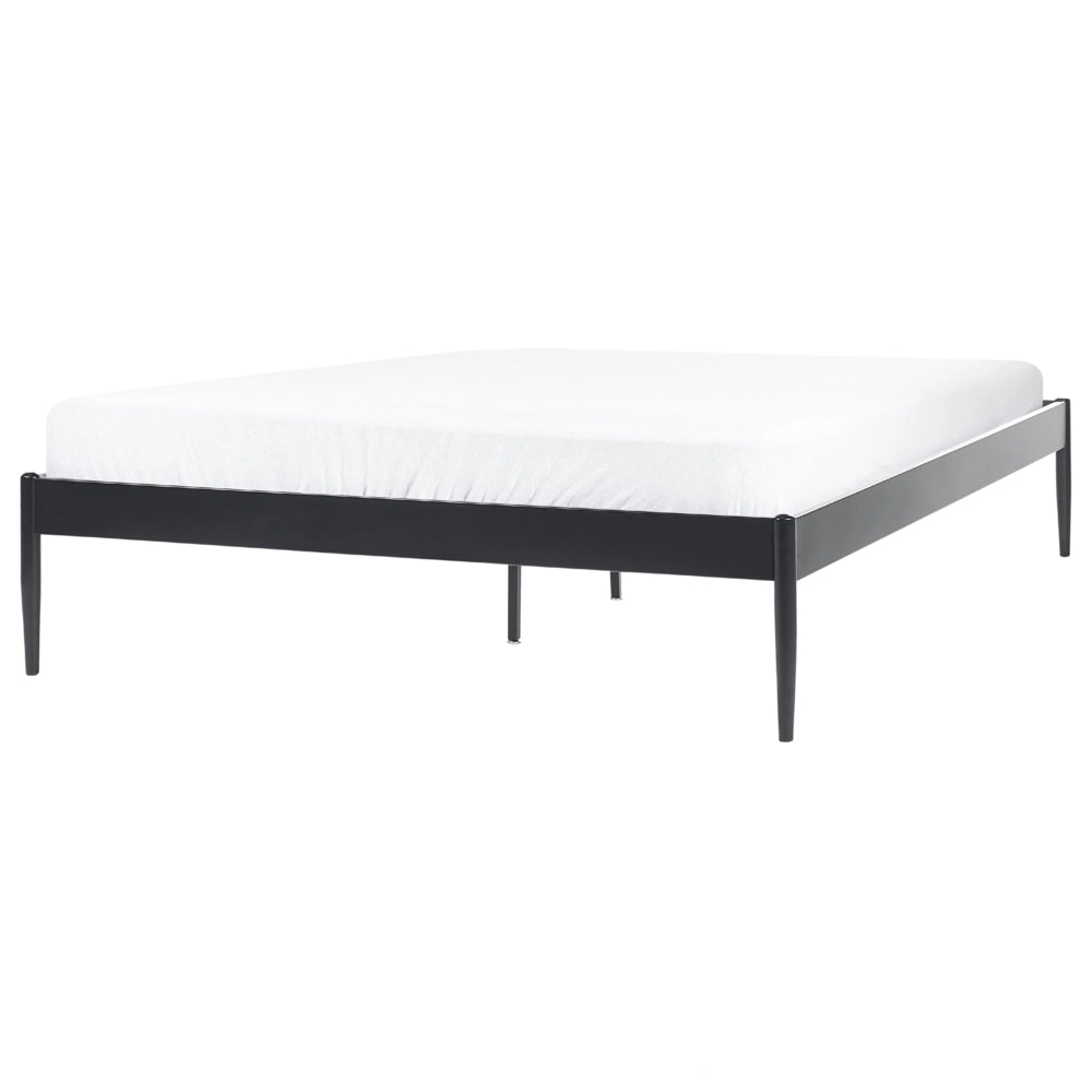 Letto matrimoniale con rete a doghe compensato e metallo 160 x 200 cm nero stile moderno minimalista