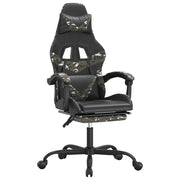 Sedia da Gaming | Sedia da e-sports Girevole Poggiapiedi Nero e Mimetico Similpelle