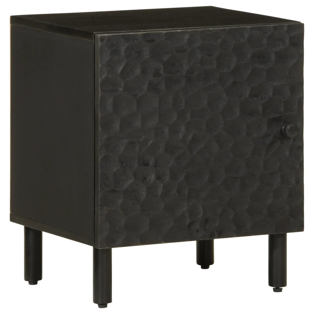 Comodini 2pz Neri 40x33x46 cm in Legno Massello di Mango 356816