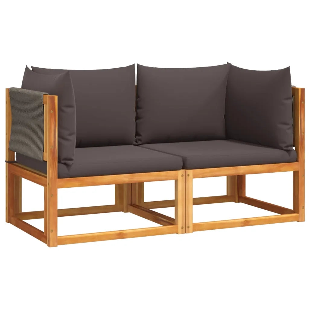 Divani da Giardino Angolari con Cuscini 2 pz in Legno di Acacia e Corda