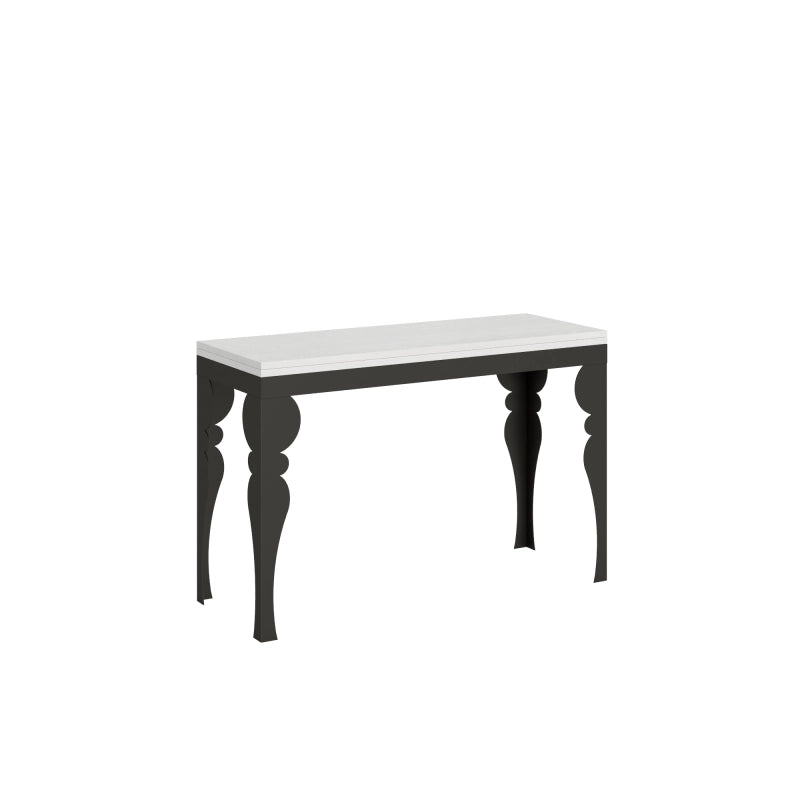 Tavolo apribile 120/200x45/90 cm Paxon Double telaio Antracite - Bianco Frassino