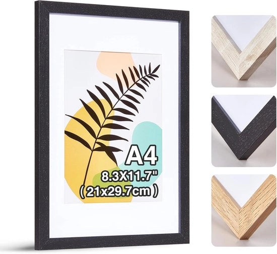 Fotolijst in legno nero - formato A4 - fissaggio alla parete - 1 pezzo