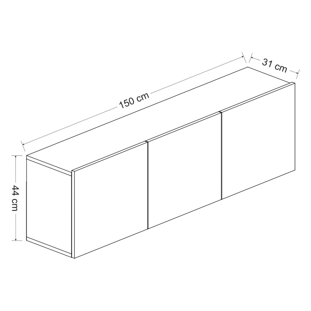 Osidda, Mobile Porta tv 3 Ante, 150x31x44h cm Bianco