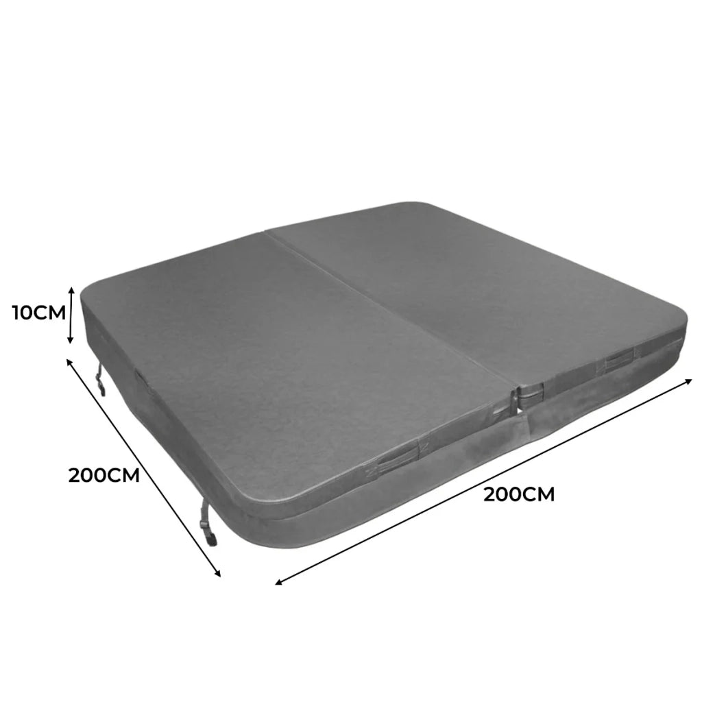 Copertura per vasca idromassaggio Coperchio Spa 2 x 2 m quadrato Grigio Hard Top Resistente alle intemperie PVC in Pelle