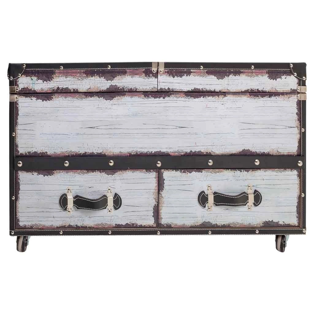 Portabottiglie in legno e tela bianca 100x60x55h