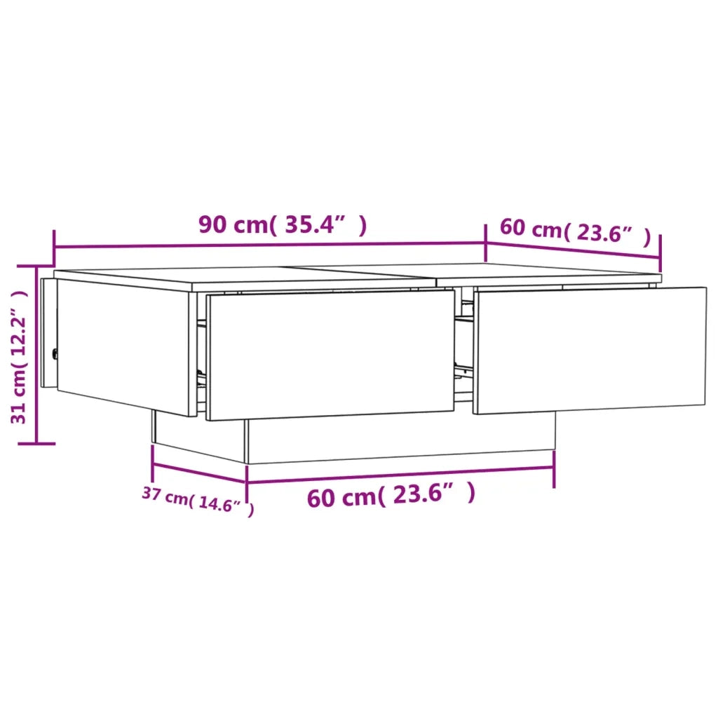 Tavolino da Salotto-Tavolino da soggiorno Grigio Cemento 90x60x31cm Legno Multistrato