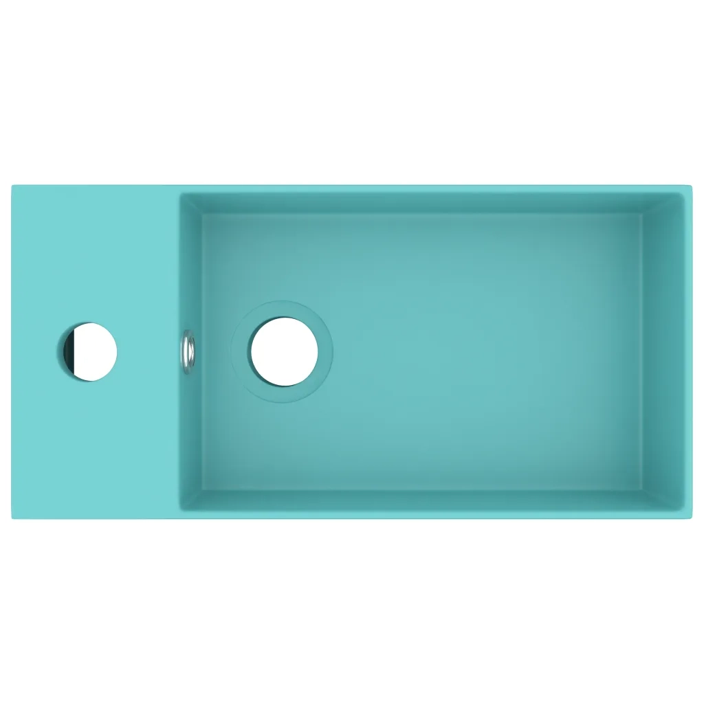 Lavandino con Troppopieno in Ceramica Verde Chiaro 146991